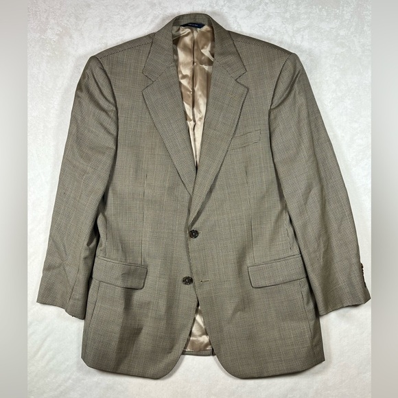Brooks Brothers 41R Made in Italy 100% Wool Houndstooth 2 Button Blazer Coat - Picture 1 of 16